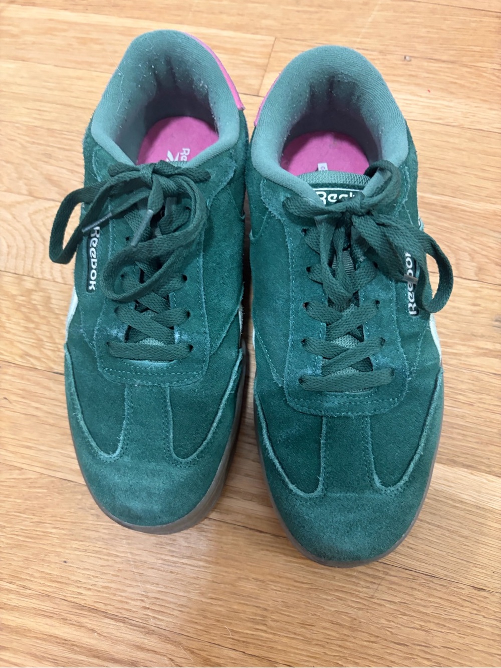 Reebok Dark Green Suede Low-Top Sneakers